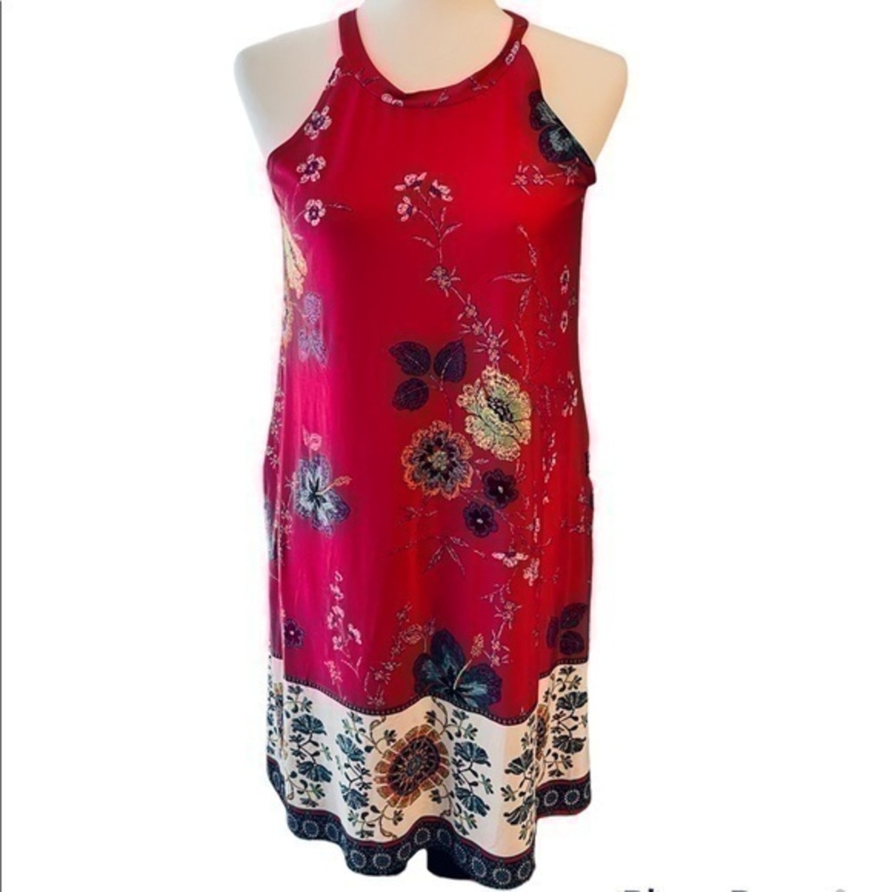 LILYPAD Flare Floral Stretchy Dress With Pockets | size Small